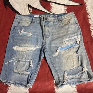 Grindhouse Distressed Jean Shorts for Men
